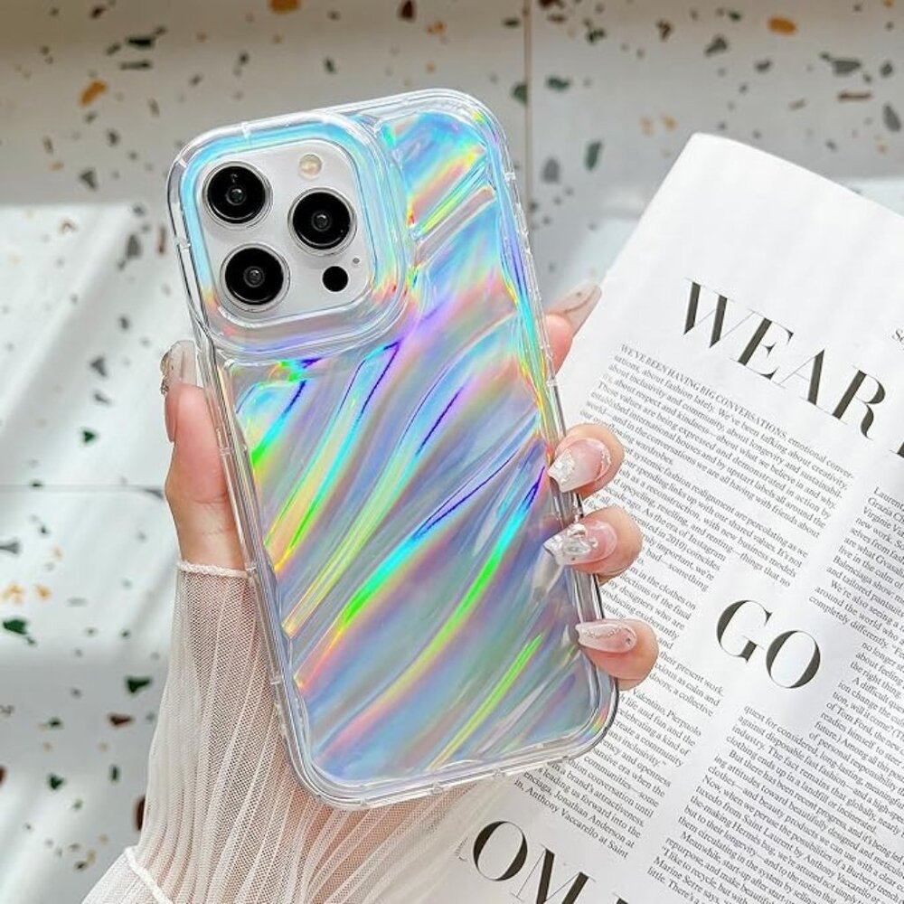 Water Ripple Patten Compatible for iPhone 14 Case Clear Glitter, 6.1“ - Picture 1 of 7